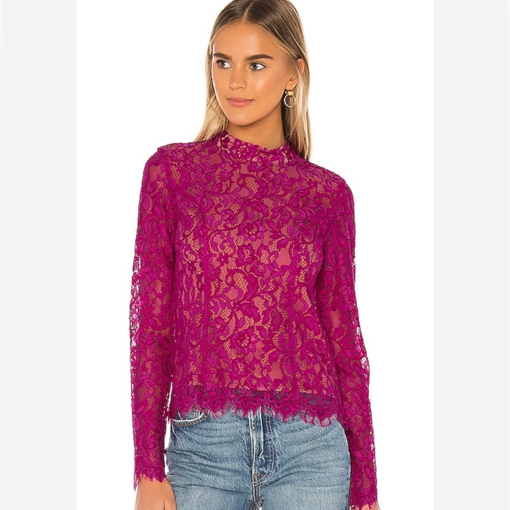 Majorelle pink lace top